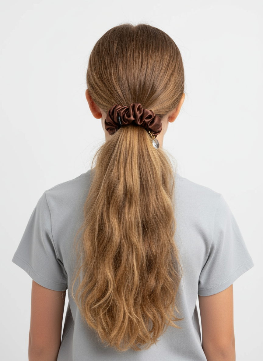 Luxury Silk Scrunchie - Brown