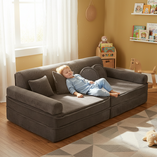 Large Modular Sofa for Kids - Premium Corduroy Brown
