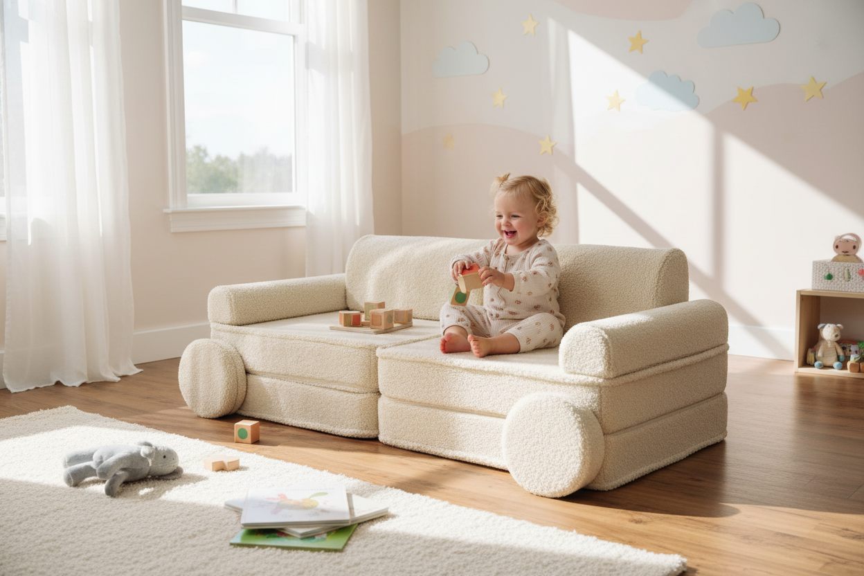Large Modular Sofa for Kids - Premium Bearly, Cream