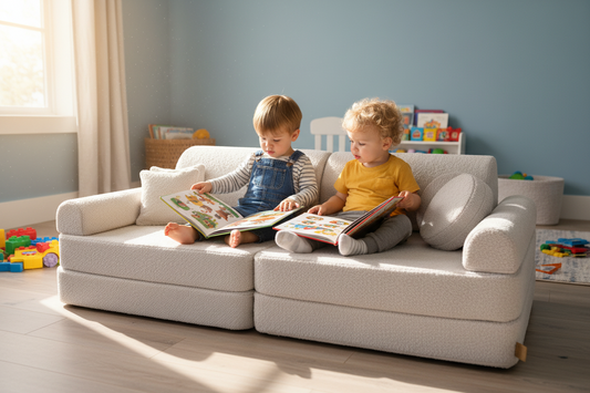 Large Modular Sofa for Kids - Premium Boucle, Champagne Ecru