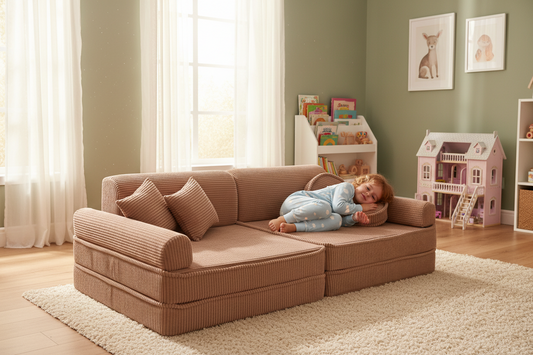 Large Modular Sofa for Kids - Premium Corduroy Powder Pink