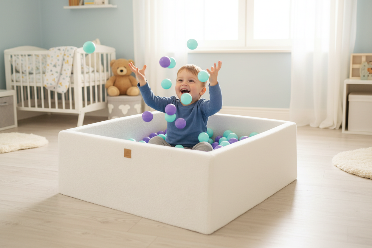 Boucle White Square Balls Pit - 400 Heather Mint Balls
