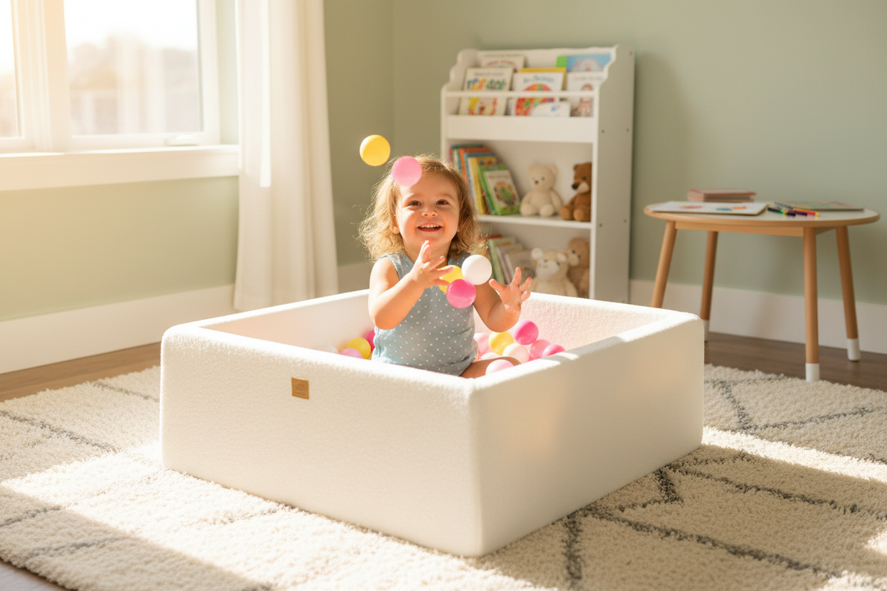 Boucle White Square Balls Pit - 200 Pink/White/Yellow Balls