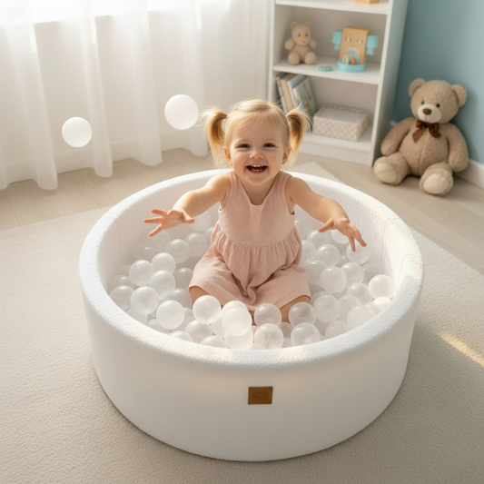 Ball Pit with 200 White and Transparent balls - White Boucle