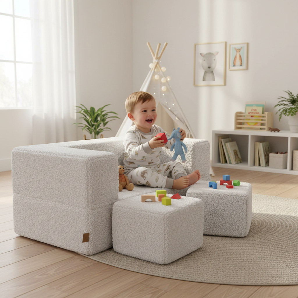 MeowBaby Bearly Cube Sofa - White