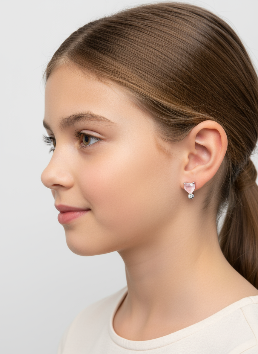 Earrings Love Heart - For Kids