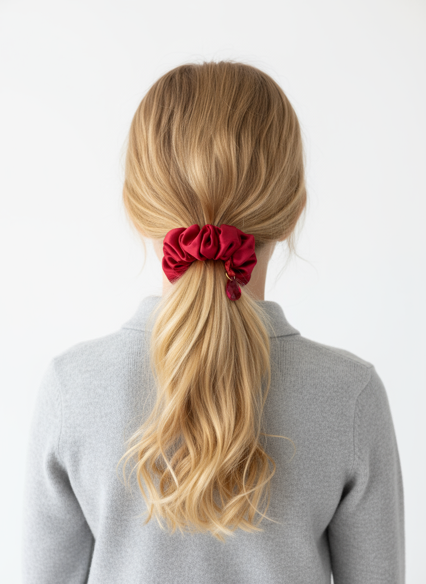 Luxury Silk Scrunchie - Red
