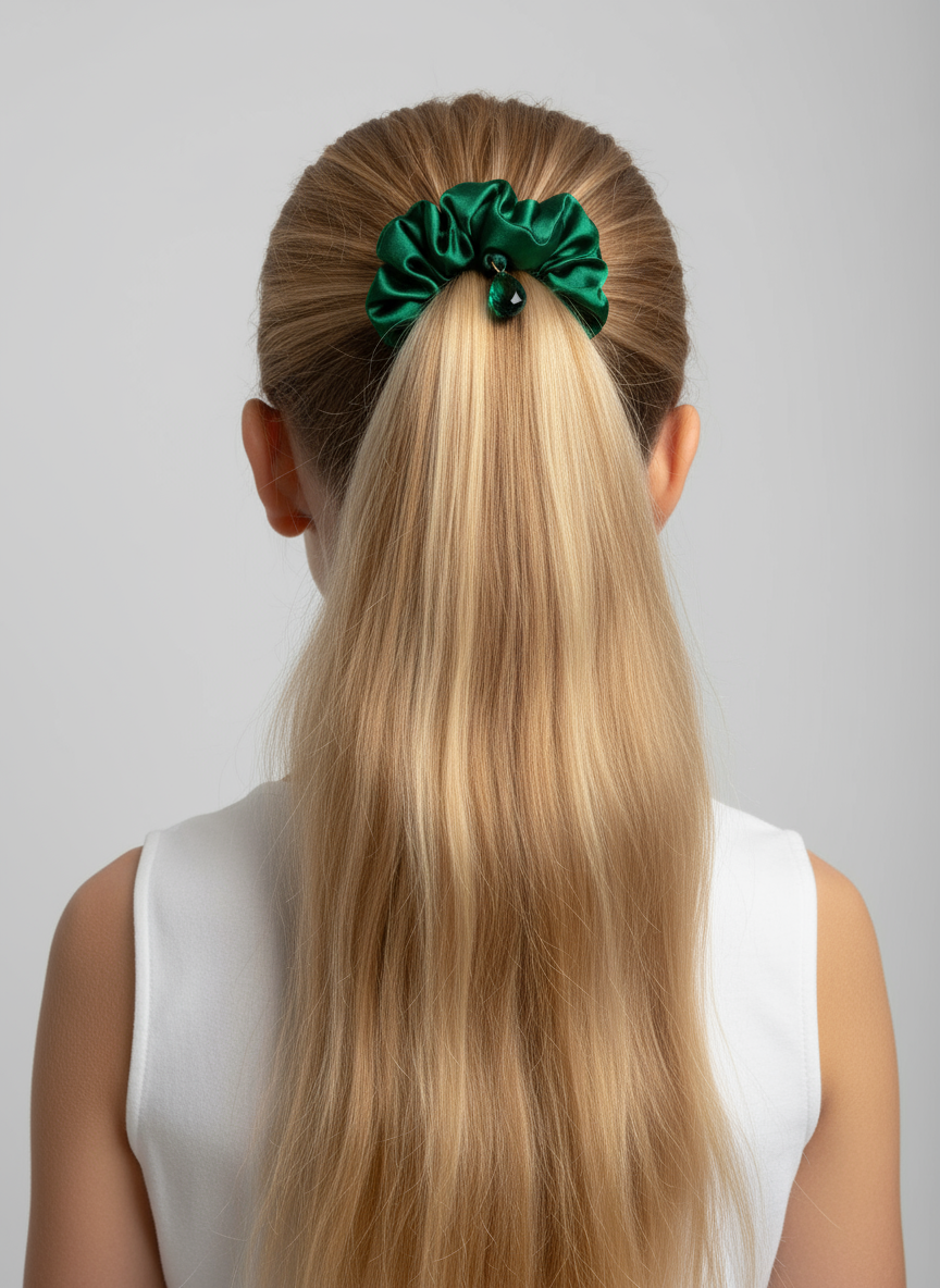 Luxury Silk Scrunchie - Green