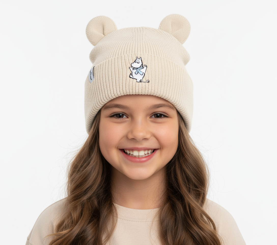 Winter Hat With Ears for Kids - Beige