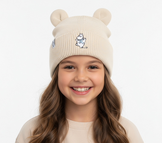 Winter Hat With Ears for Kids - Beige