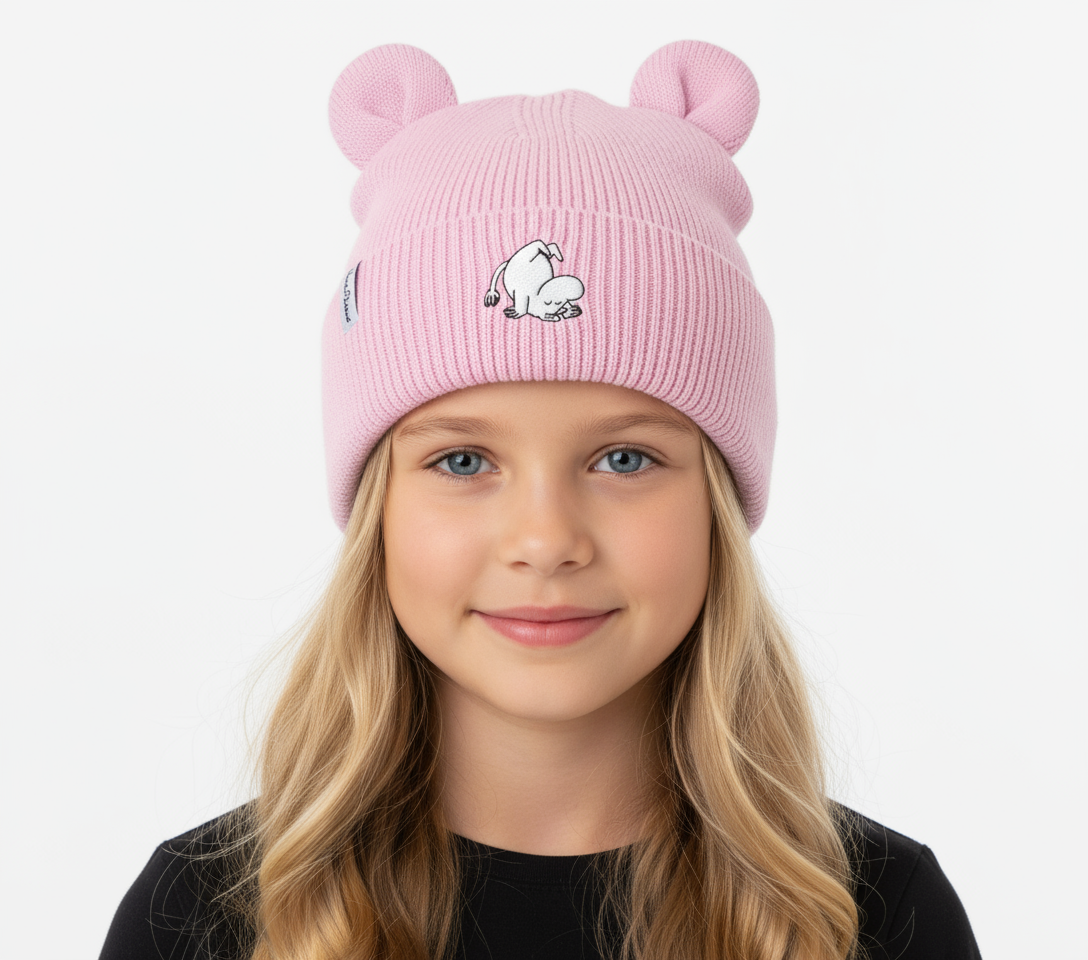 Winter Hat With Ears for Kids - Pink