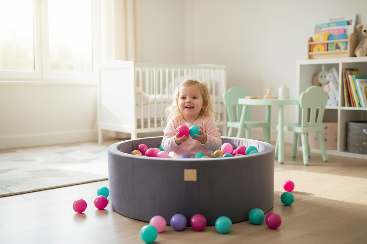 Velvet Baby Foam Ball Pit with 250 balls - Flower