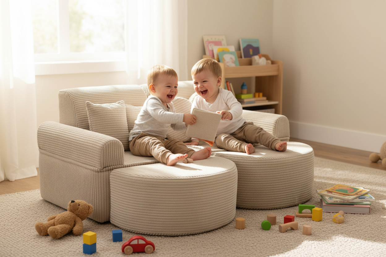 Medium Modular Sofa for Kids - Aesthetic Ecru Plus