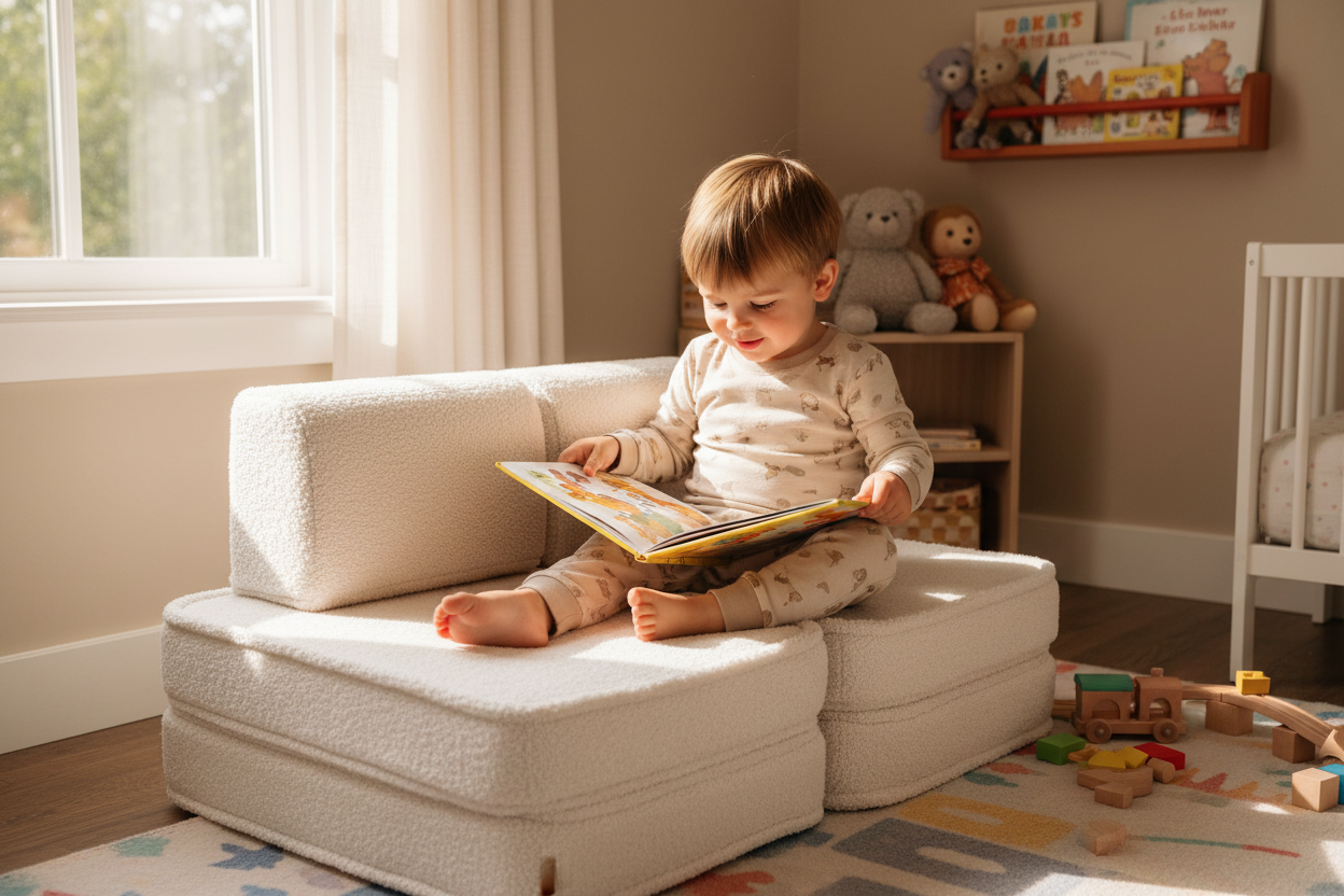 Small Modular Sofa for Kids - Bearly Cream