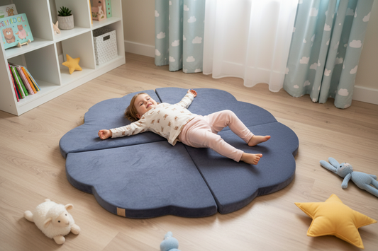 Play Mat for Kids - Cloud Shaped Blue-Grey Velvet