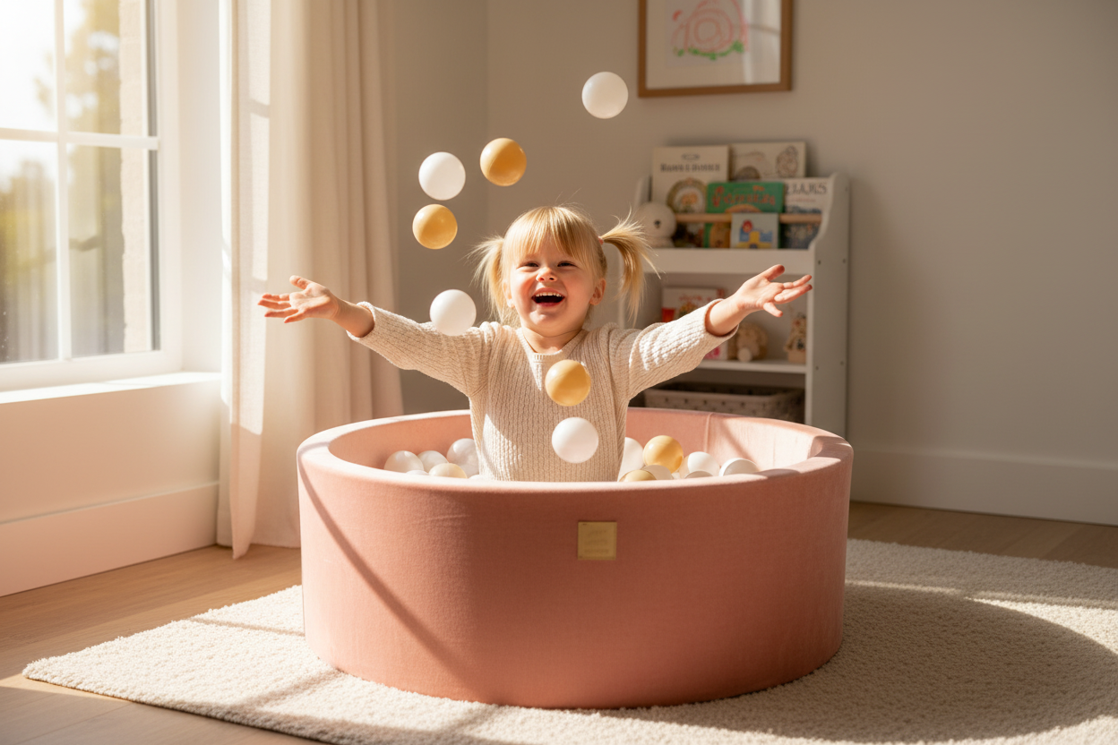 Ball Pit With 200 White/Sand/translucent Balls - Apricot Velvet