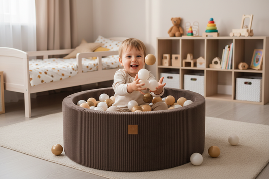 Ball Pit With 200 White/Copper Balls - Aesthetic Brown