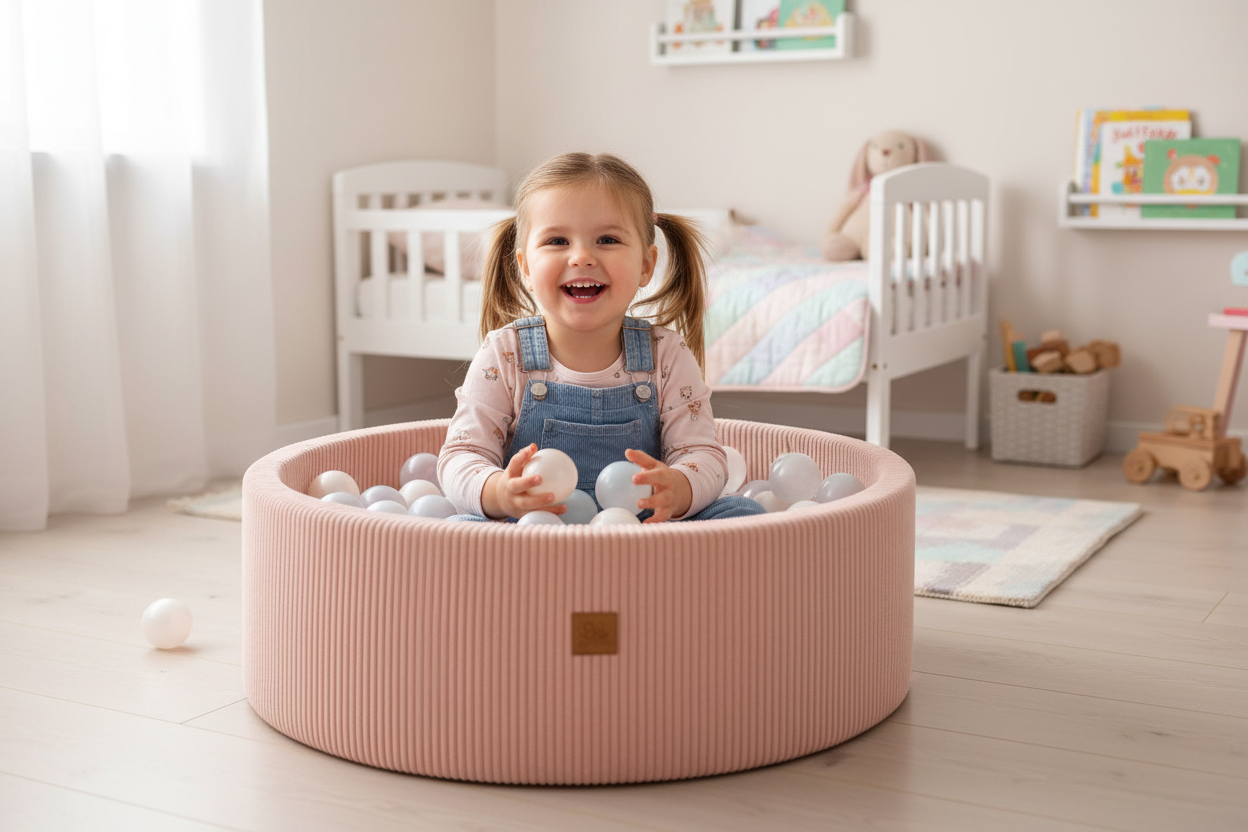 Ball Pit With 200 White Balls - Aesthetic Pink