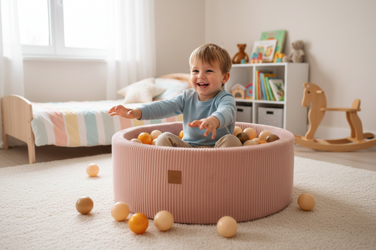 Ball Pit With 200 Orange/Copper Balls - Aesthetic Pink