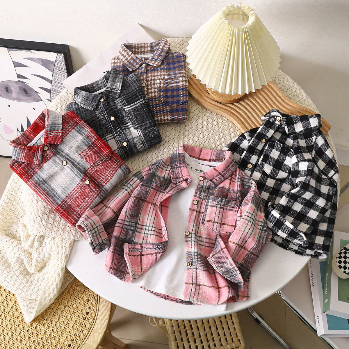 Kids Plaid Long Sleeve Shirt Jacket