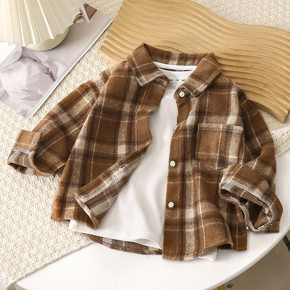 Kids Plaid Long Sleeve Shirt Jacket
