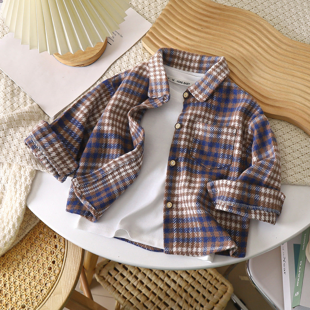 Kids Plaid Long Sleeve Shirt Jacket