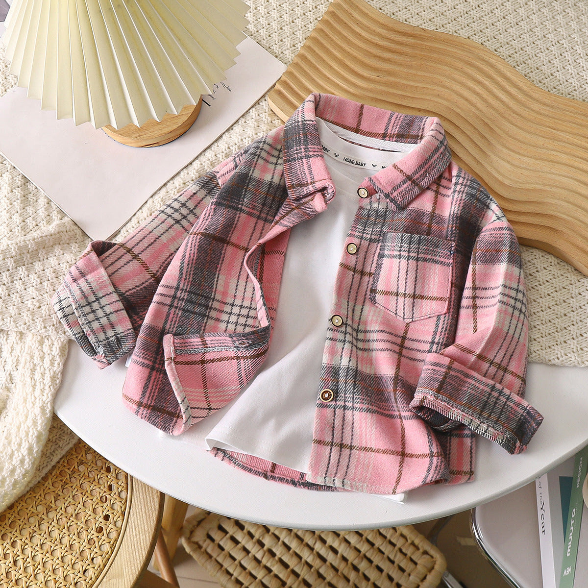 Kids Plaid Long Sleeve Shirt Jacket