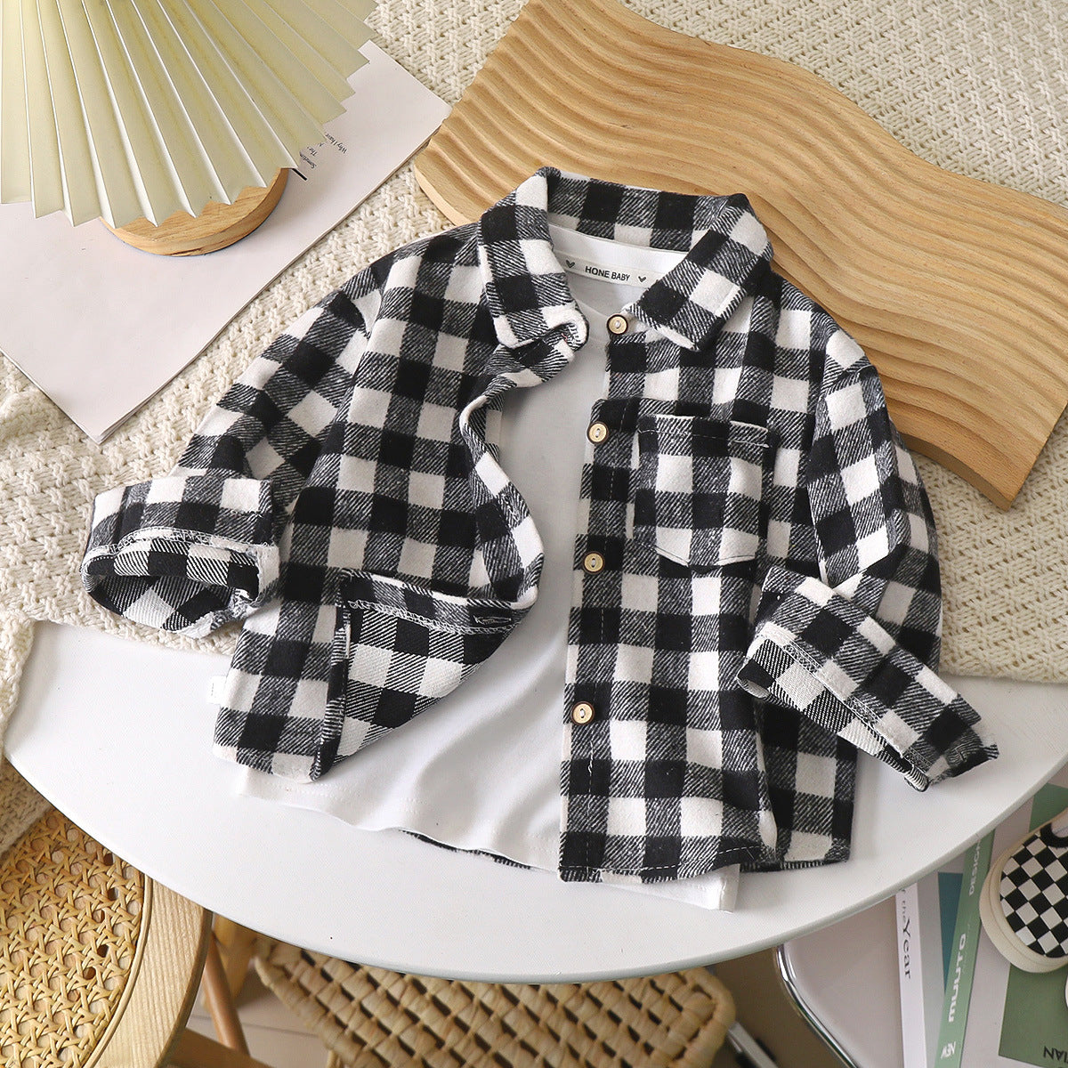 Kids Plaid Long Sleeve Shirt Jacket