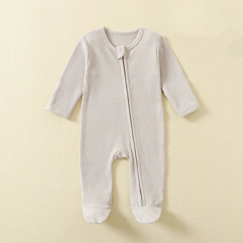 Waffle Baby Romper With Zipper