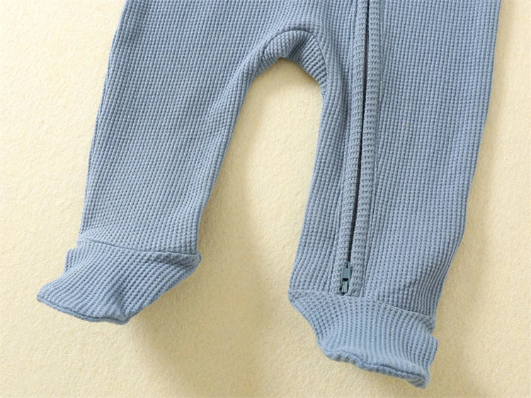 Waffle Baby Romper With Zipper