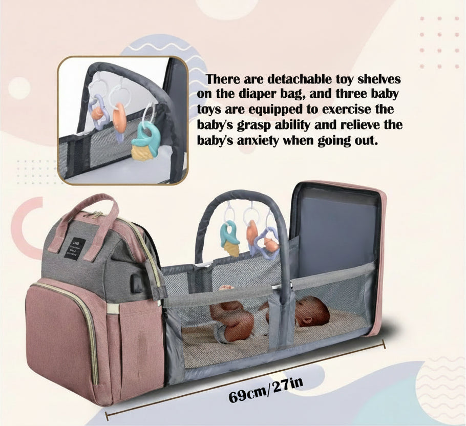 Mommy Travel Bag with Foldable Crib