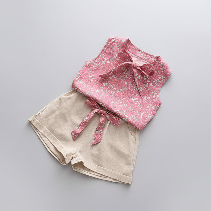 Girls Sleeveless Top & Shorts Set