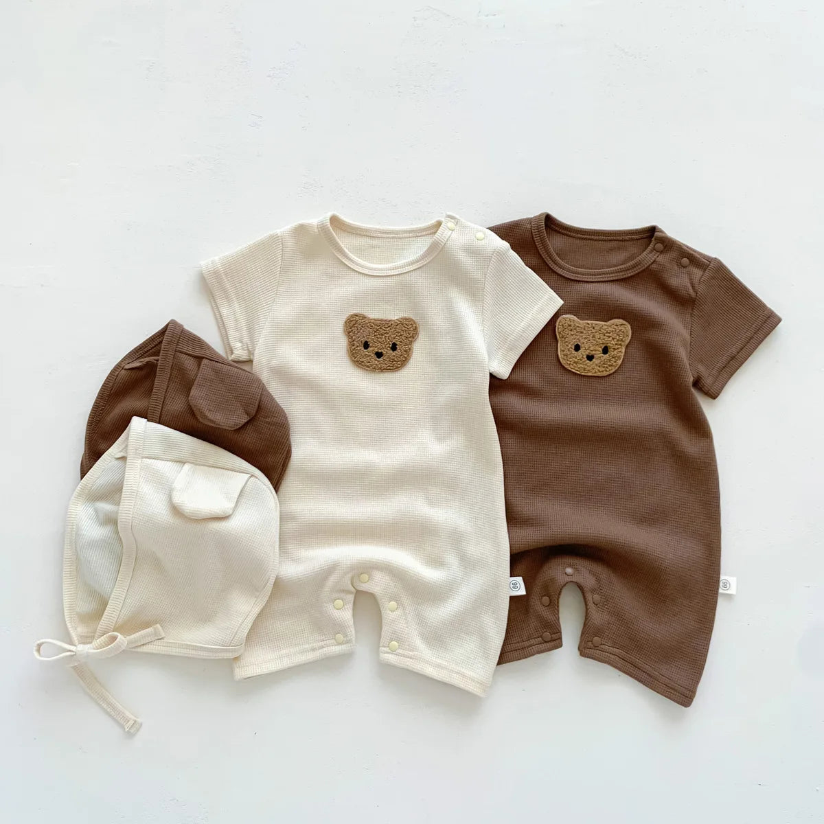 Baby Waffle Romper Set with Hat