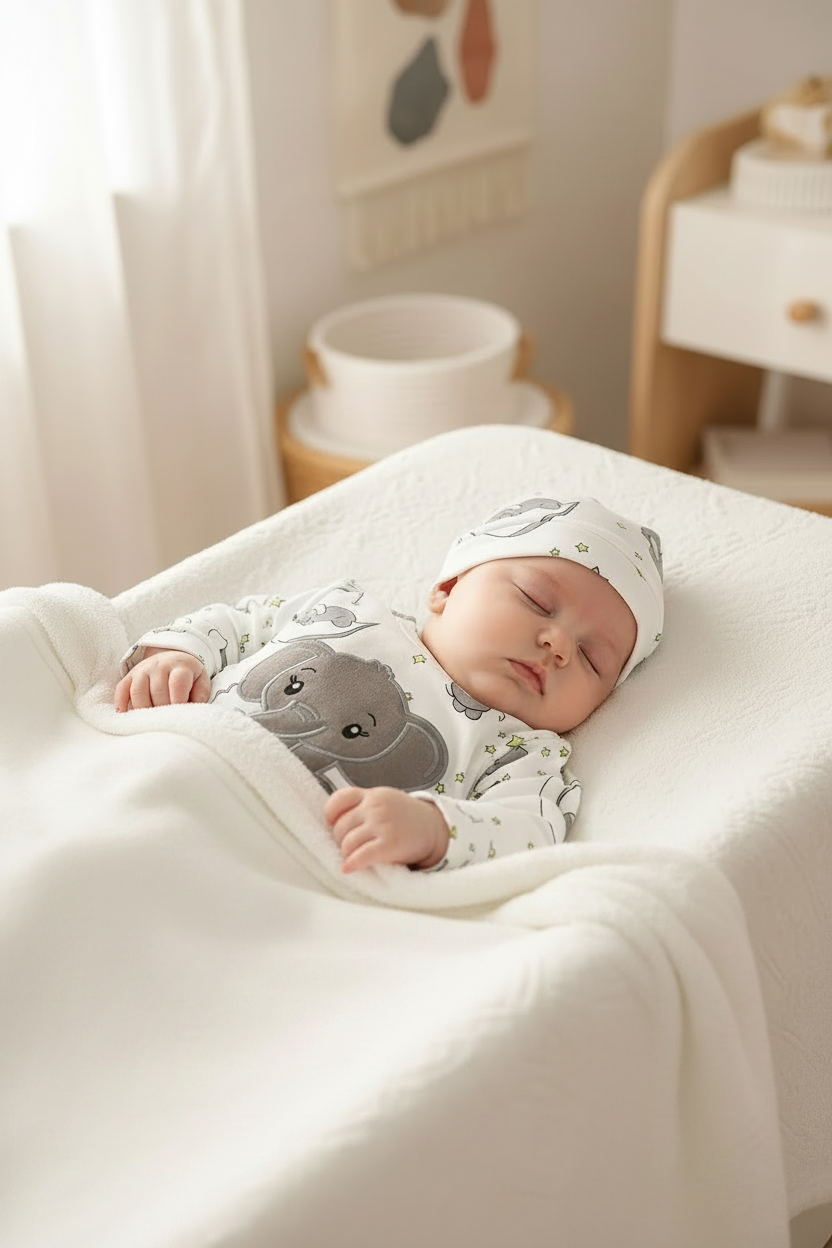 Baby Elephant Romper Set with Hat