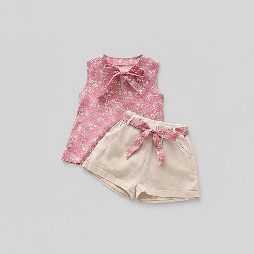 Girls Sleeveless Top & Shorts Set