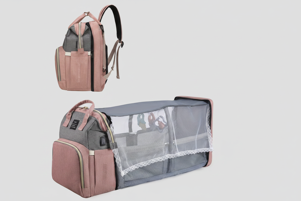 Mommy Travel Bag with Foldable Crib