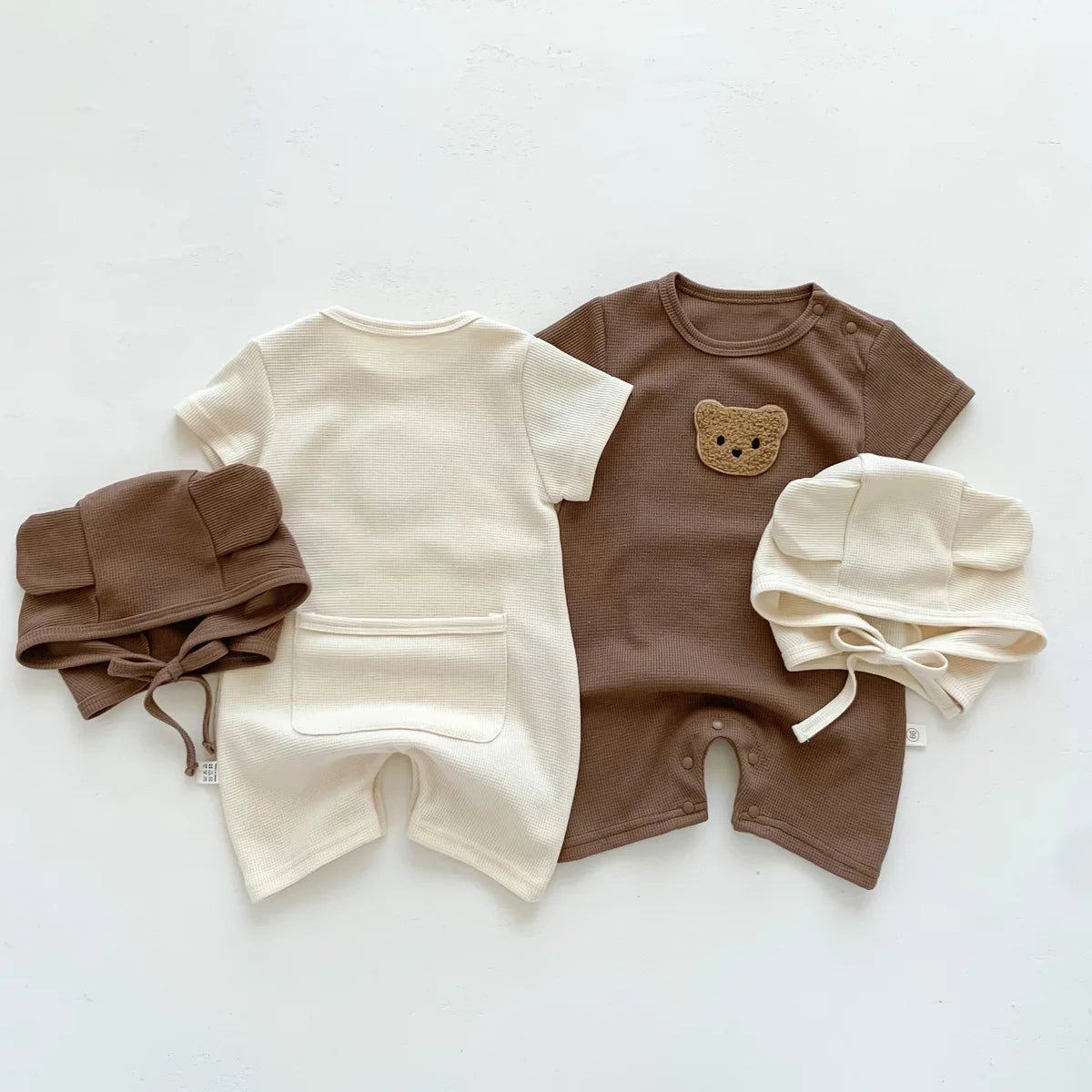 Baby Waffle Romper Set with Hat