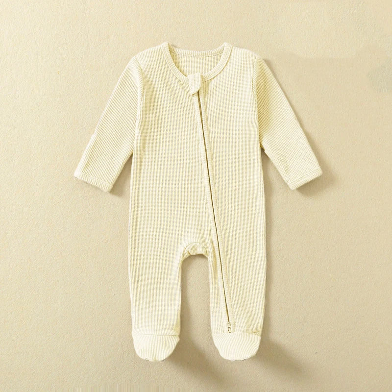 Waffle Baby Romper With Zipper