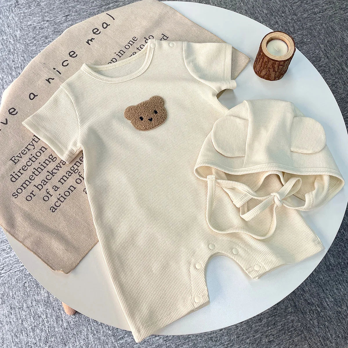 Baby Waffle Romper Set with Hat