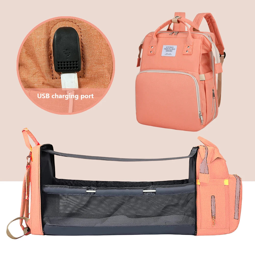 Mommy Travel Bag with Foldable Crib