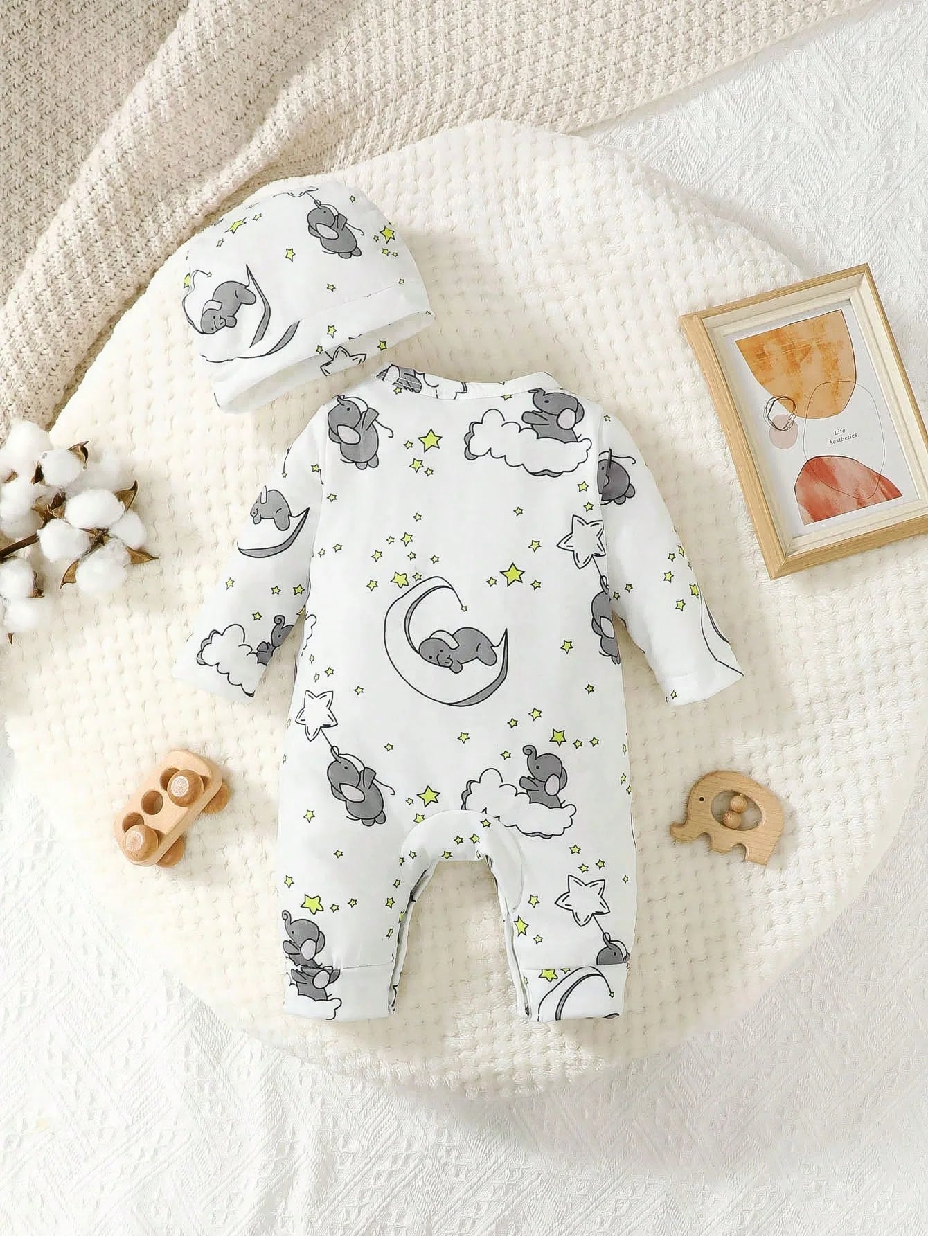 Baby Elephant Romper Set with Hat