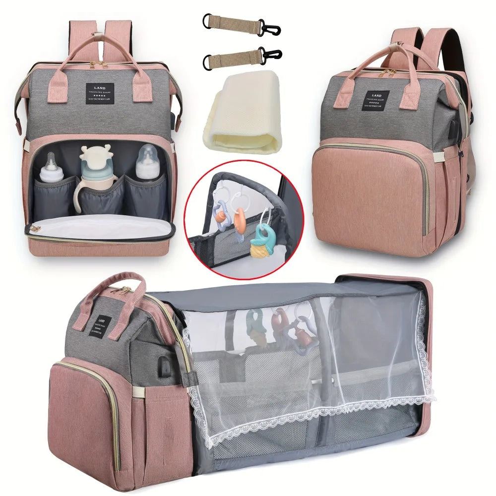 Mommy Travel Bag with Foldable Crib