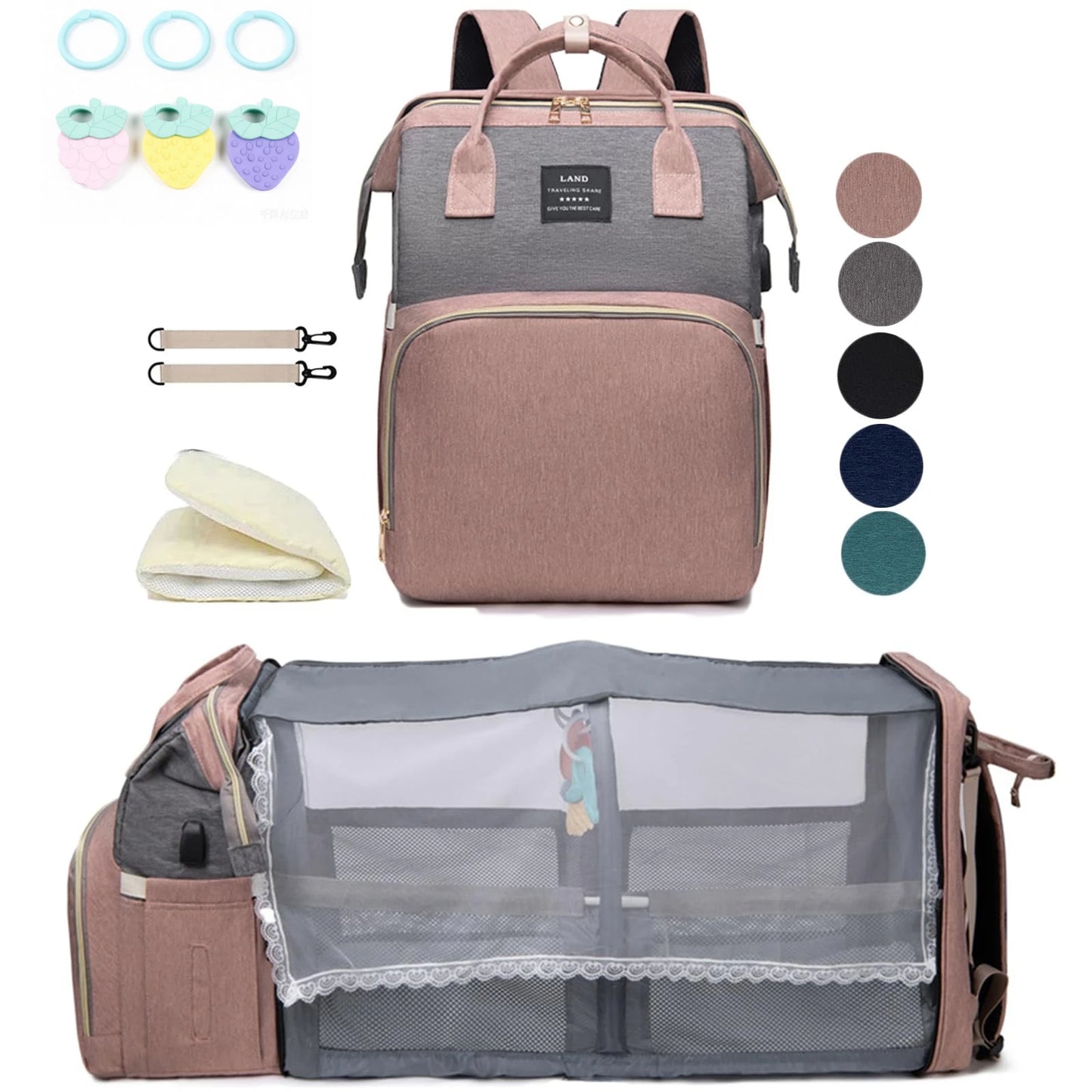 Mommy Travel Bag with Foldable Crib