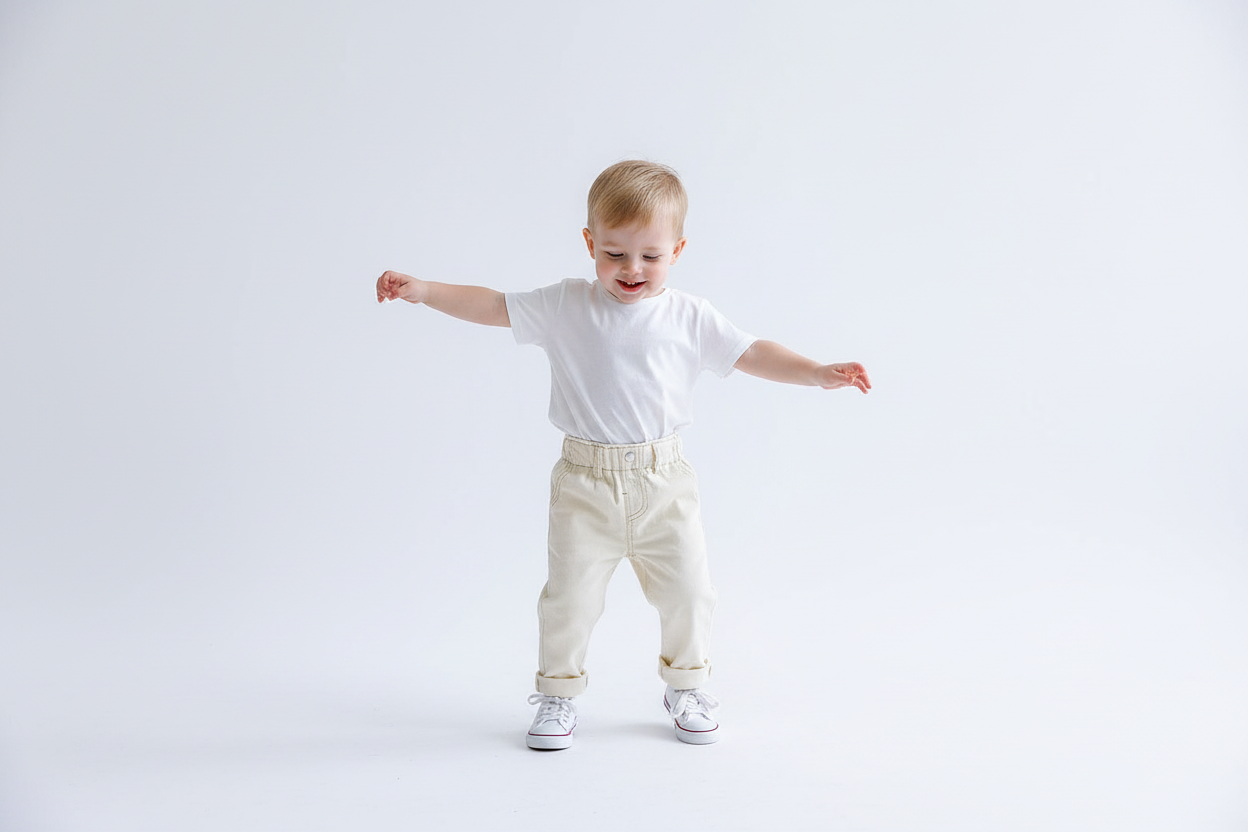 Beige jeans on a textured surface