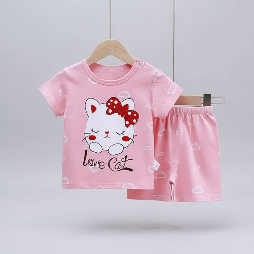 Kids Cartoon T-Shirt & Shorts Set