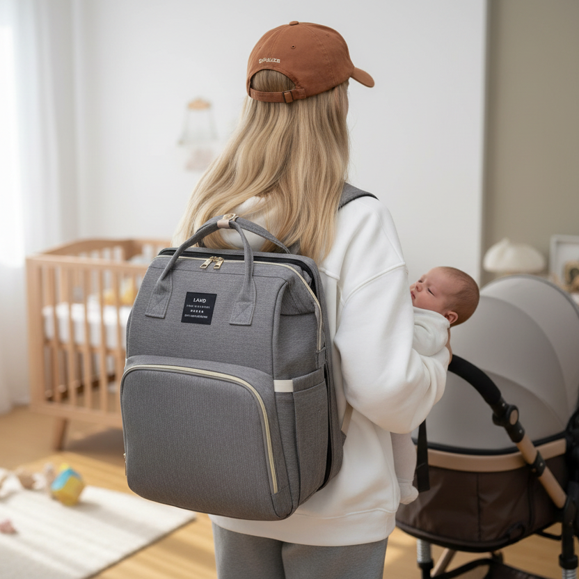 Mommy Travel Bag with Foldable Crib
