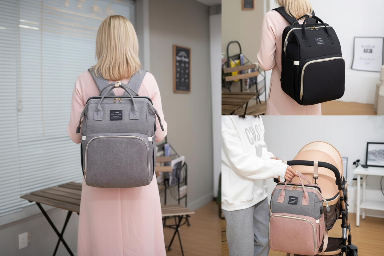 Mommy Travel Bag with Foldable Crib