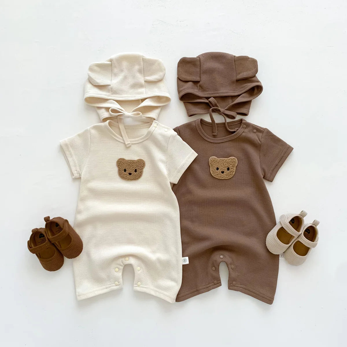 Baby Waffle Romper Set with Hat