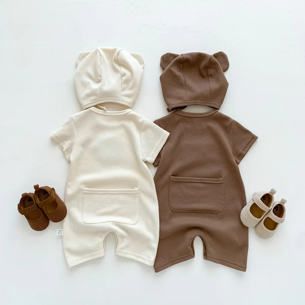 Baby Waffle Romper Set with Hat