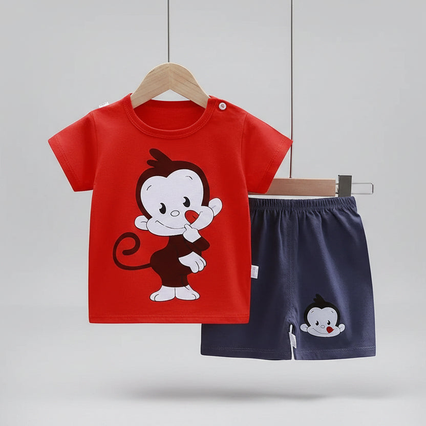 Kids Cartoon T-Shirt & Shorts Set